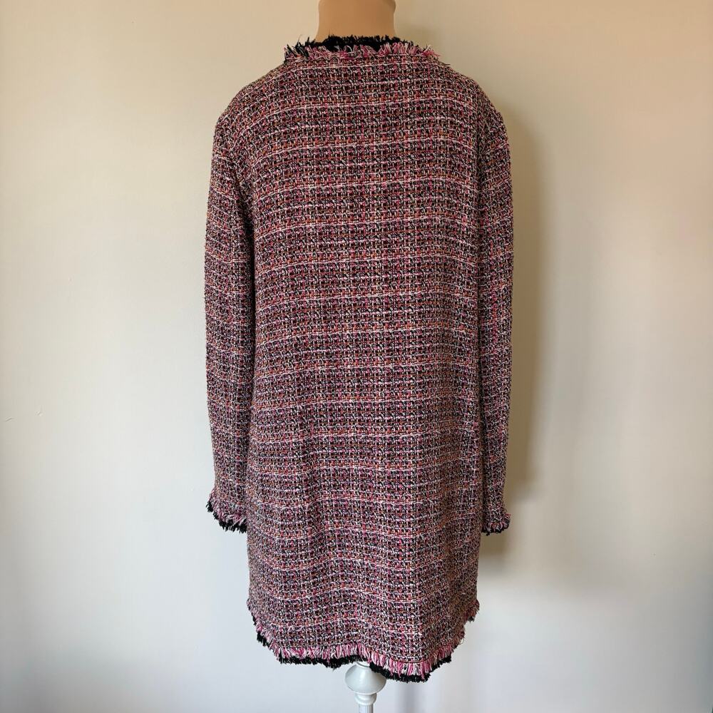 Pinko Tweed Old Money Coquette Open Pink Multi Cotton Jacket EUC Size US 10 - Picture 10 of 16